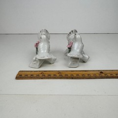 2 Vtg White Figurines Birds Doves Roses Leaves Branch Wedding Tabletop Deco Gold