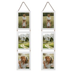 Lavezee 5×7 White Hanging Collage Picture Frames Set of 2, 6 Opening Vertical…
