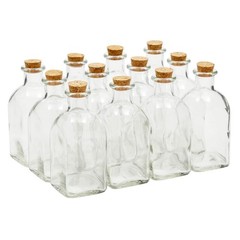 Juvale 12-Pack Mini Glass Bottles with Cork Lids – 4 oz Clear Vintage clear