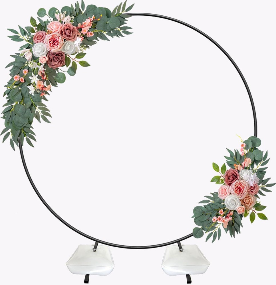 7 Ft Wide 7.4FT Height Round Wedding Arch for Ceremony Metal Balloon Arch Sta…