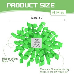 6 Pcs 4 Inch Grosgrain Curly Bows for Gift Wrapping Light Grass Green