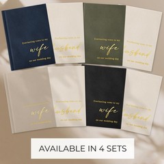 Elegant Velvet Wedding Vow Books With Gold Foil Lettering His and Hers Vow Books