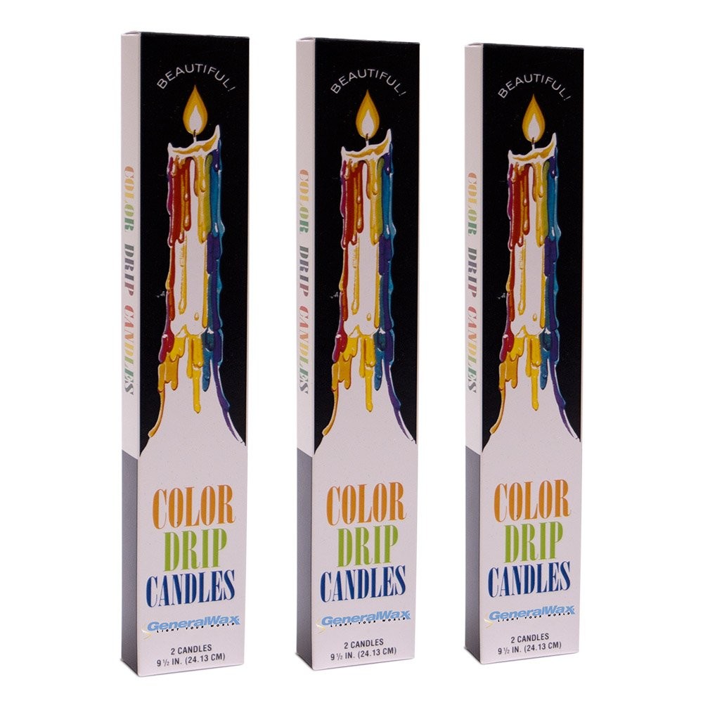 Color Drip Candles, 3-Pack (6 candles total), Unscented 3, White