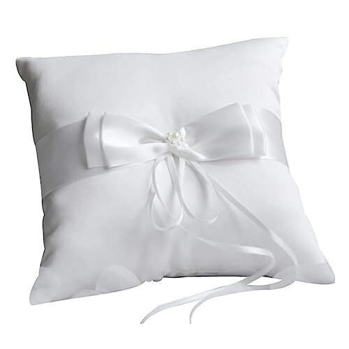 Faux Pearl Satin Ring Pillow Wedding Ring Bearer Cushion Ring Display Pillow