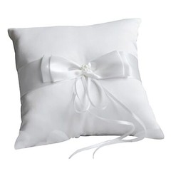 Faux Pearl Satin Ring Pillow Wedding Ring Bearer Cushion Ring Display Pillow