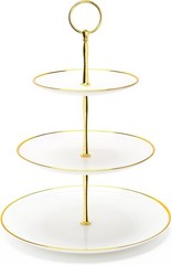 Stylish 3-Tier Dessert Tower Tray with Round Gold Edges – Lightweight & Durable