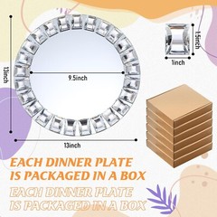 Suclain 6 Pcs Mirrored Glass Charger Plates 13 Inch Mirror Plates Round Charg…
