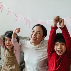 1 Set Elegant Bow Garland Banner for Mothers Day Party Decor Assorted Color Felt