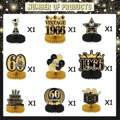 Refavor 9Pcs 60th Birthday Party Decorations – Black Gold