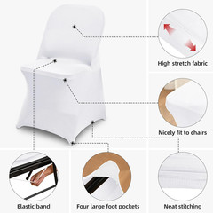 10 Packs White Spandex Stretch Folding Chair Covers for Wedding Party,Universal