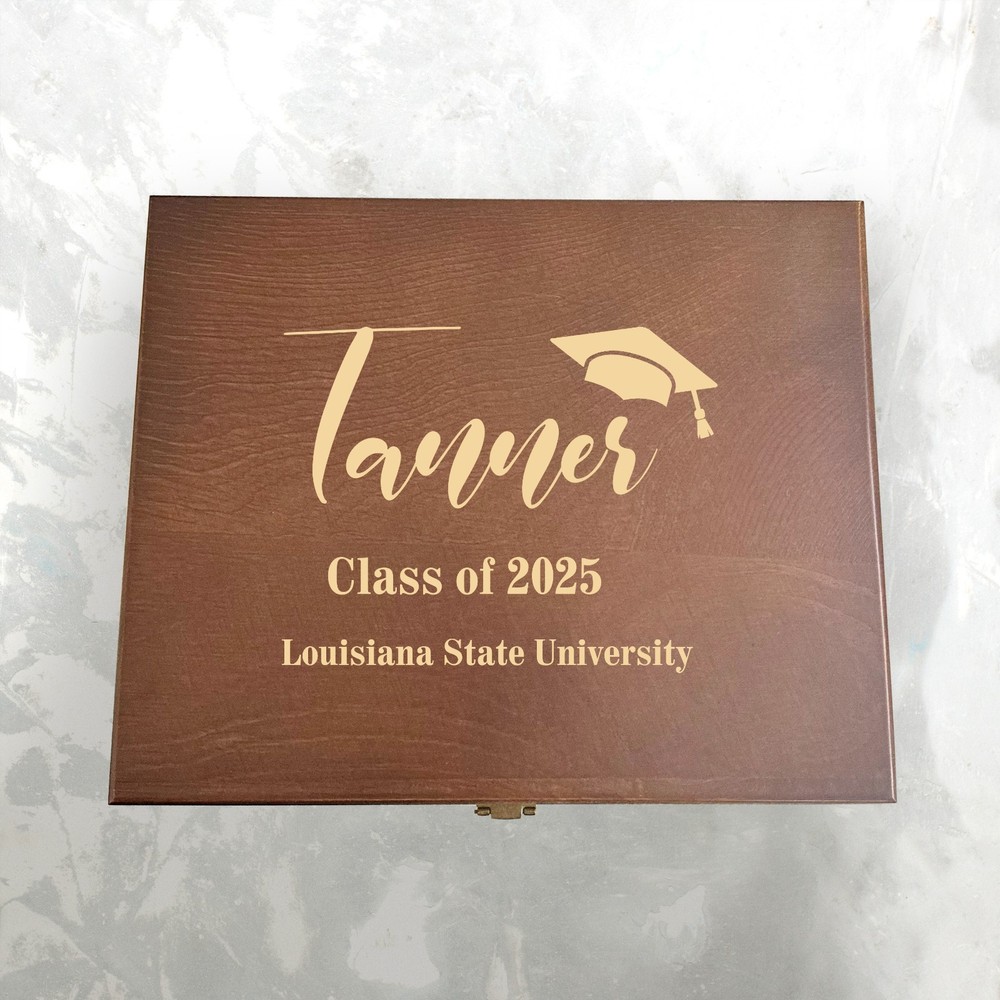 Personalized Grad Gift Box Class 2026 Memory Keepsake Wooden Engraved