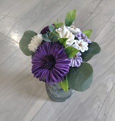 Budget Friendly Purple Wedding Centerpieces for Jars Sola Wood Flower Bouquets