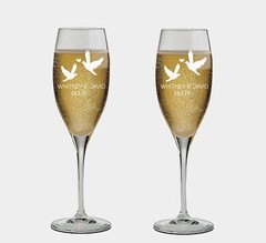 Love Birds Personalized set of 2 Champagne Glass with box, Flutes wedding