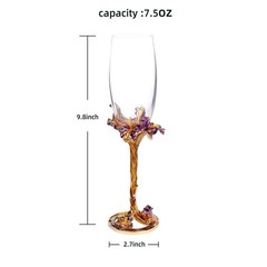 SUQ I OME Enamel Wine Crystal Champagne Flutes Glasses Set of 2, Decorative E…
