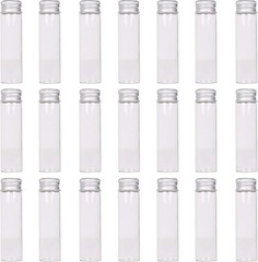 MaxMau 24 Glass Small Bottles 20ml Mini Jars with Screwed Metal Lids Clear