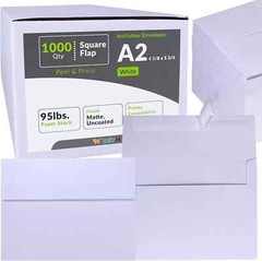 Winlyn 1000 Pcs Bulk A2 Invitation Envelopes in 1000 pcs white, White