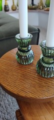 Round Ribbed Glass Taper CANDLE HOLDERS Centerpieces Party Events