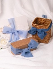 Chiffon Ribbon, Dusty Haze Pastel Blue 1.5»x21Yd Frayed Fringe Silk Dusty Blue