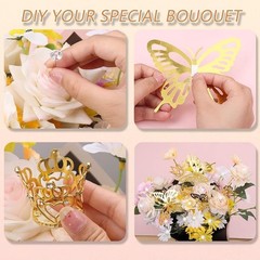 Flower Bouquet Accessories & Crowns for Flower Bouquets, Including 5 Pcs Cake Mi