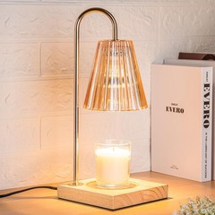 Marycele Candle Warmer Lamp with Timer, Vintage Amber Nightstand Large,