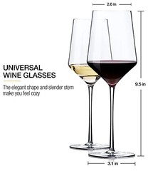 White Wine Glasses Set of 4- Modern Crystal Hand Blown White Wine 15oz-(set 4)