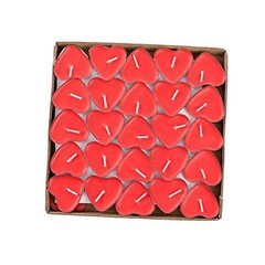 50 Pack Heart Shaped Unscented Tea Lights Candles – Smokeless Tealight Red