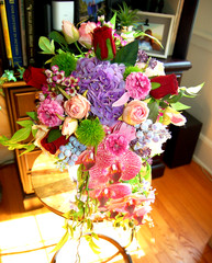 Hand Made Bridal Bouquet Cascading, Orchid, Roses, Hydrangea NEW