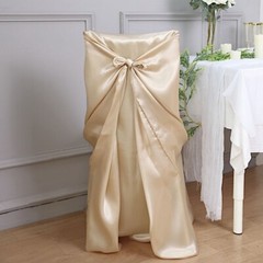 6 Beige SATIN UNIVERSAL CHAIR COVER for Wedding Banquet Reception Decorations