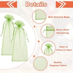 14 x 5 Inch Organza Wine Bags 40 Pcs Gift Wrap Bags for Wedding Favors Green