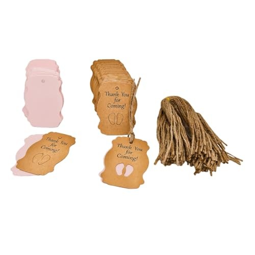 100pcs Baby Shower Tags Kraft Paper Gift Tag，Baby Feet Shower and Party Favors
