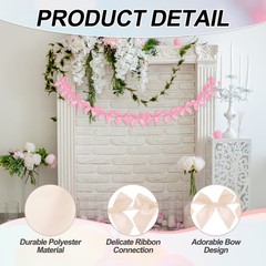 2 String of 13 PCS Champagne/Rose Red Bow Garland Banner Decoration Party Bow