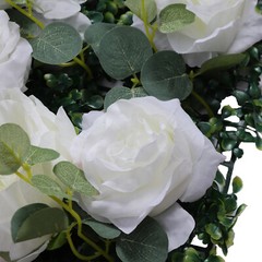 6 × Artificial Silk Flower Wall Panels 24 × 16 In White & Green Floral Backdrop