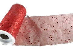 Red Glitter Sequin Tulle Ribbon – 8 yards x 6 Inches