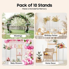 10Pcs Acrylic Clear Vase, 7.9×7.9×23.6In Rectangular Flower Display Stand,