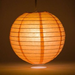 4″ Peach / Orange Coral Round Paper Lantern, Even Ribbing, Hanging (10 Pack)