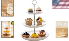 Elegant 3 Tier Cupcake Stand – White Porcelain Dessert Tray