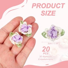 20Pcs Ribbon Flowers 1.2″ Fabric Flowers Satin Ribbon White/Purple]