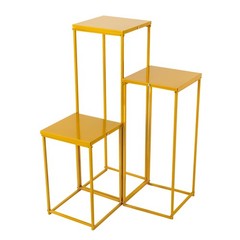 3Pcs Gold Rectangular Stands Wedding Aisle Centerpiece Decor Iron Flower Stand