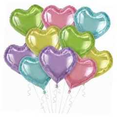 , Pastel Heart Balloons Set – 18 Inch, Pack Of 10 | Pride Multi Color
