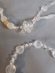 Vintage WEDDING LASSO~GLASS & ACRYLIC BEADS GOLD CROSS LAZO DE BODA~Religious