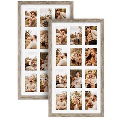 12 Opening 4×6 Distressed White Collage Picture Frames Set of 2, Multiple Fra…