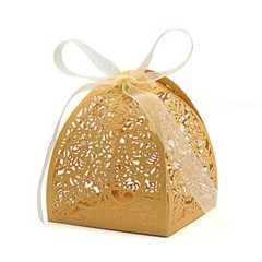 Pack of 100 Laser Cut Rose Candy 1 Count (Pack of 100) Gold (Rose box 100)