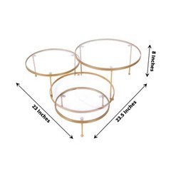 CLEAR GOLD 23″ Round 3 Tier Metal Cake DESSERT STAND Acrylic Plates Party Events