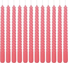 WPONSZU 10 Inch Pink Spiral Taper Candle Set of 12 Pack Unscented 12pink