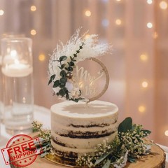Fiwochic Eucalyptus Leaves Wedding Cake Topper Western Mr and Mrs Wedding Cak…