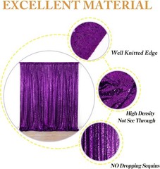 ShinyBeauty Purple Sequin-Backdrop-Curtain 2Panels 5FTx10FT Glitter Wedding Back