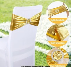 100 Spandex Stretch Chair Sashes Bow with Slider Buckle Wedding NW