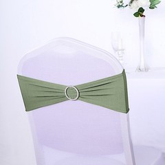 10 Eucalyptus Green Spandex CHAIR SASHES with Silver Round Buckles Wedding
