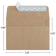 Eupako 5×7 Envelopes Self Seal 100 Pack, Brown A7 (5.25 x 7.25 Inches),