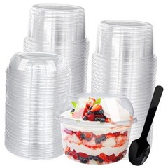 Pack 12 oz Disposable Clear Plastic Cups,PET Dessert Cups with 50 12.0 ounces